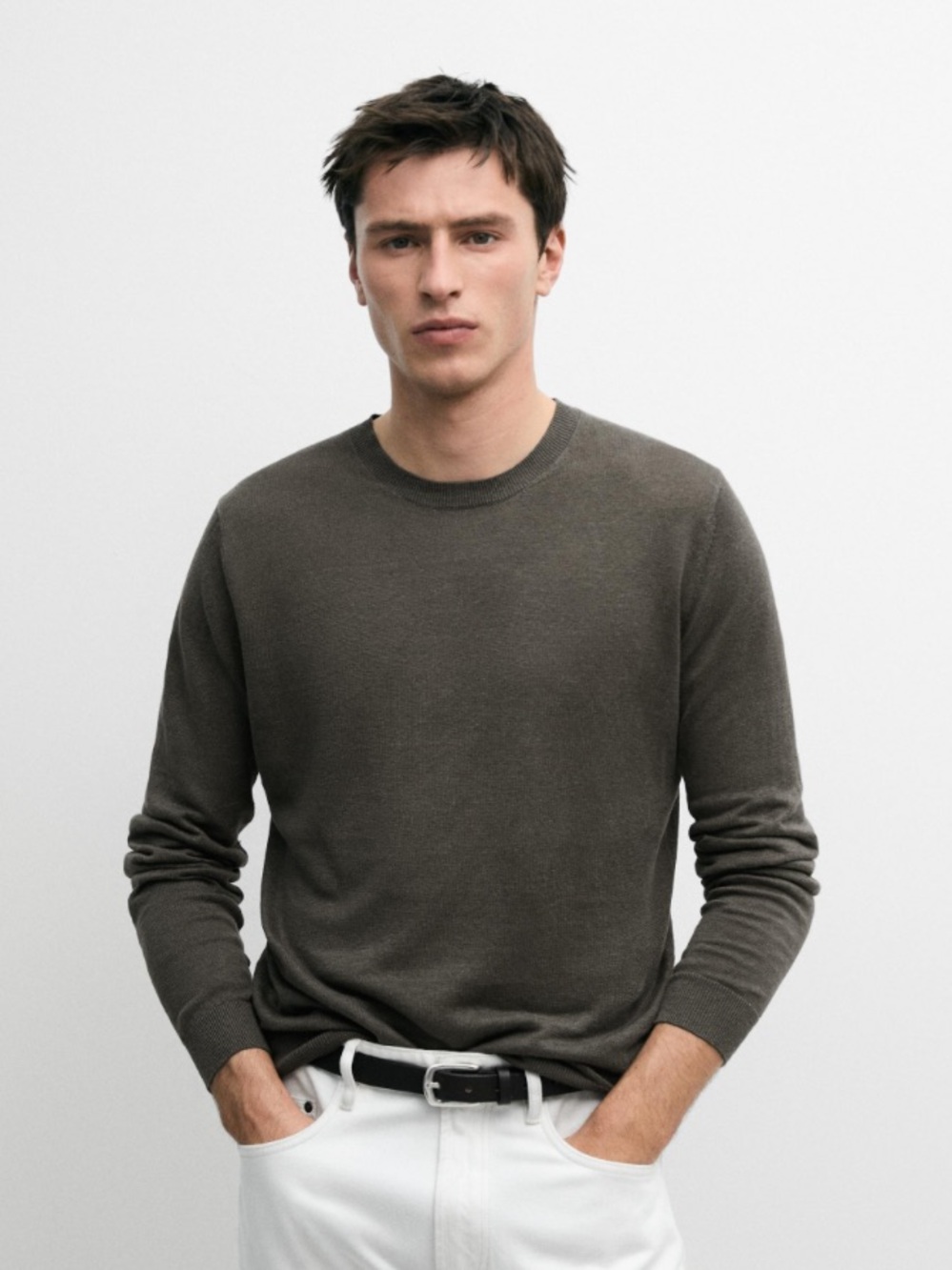 Massimo Dutti Men NWT 100% linen knit crew neck sweater 1180/202